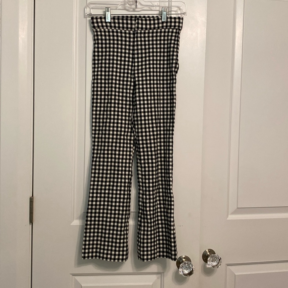 Zara black and white checked pants - S
